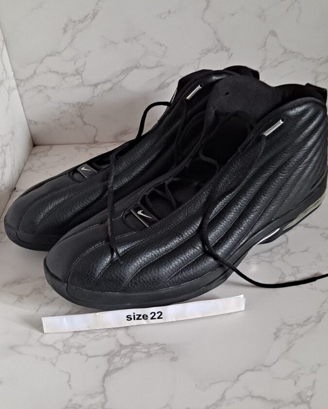 Pair of black sneakers with size 22